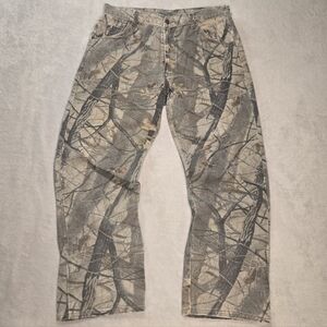 Vtg Duxbak Realtree Camo Trousers Outdoor Workwear Y2K Denim Pants Men's 34x30